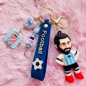 Blue and Red Soccer Keychain with Character